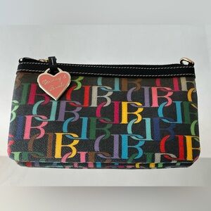VTG Dooney & Bourke Y2K Monogram Wristlet Wallet Rainbow Clean! Like New!